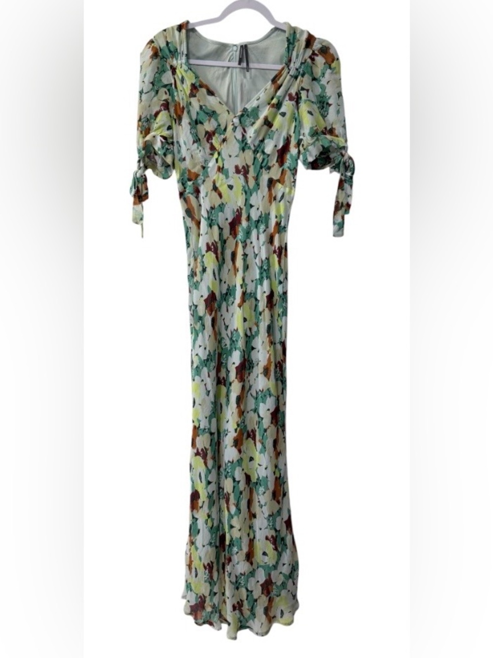 Anthropologie women’s Small short sleeve v-neck multicolored floral midi dress